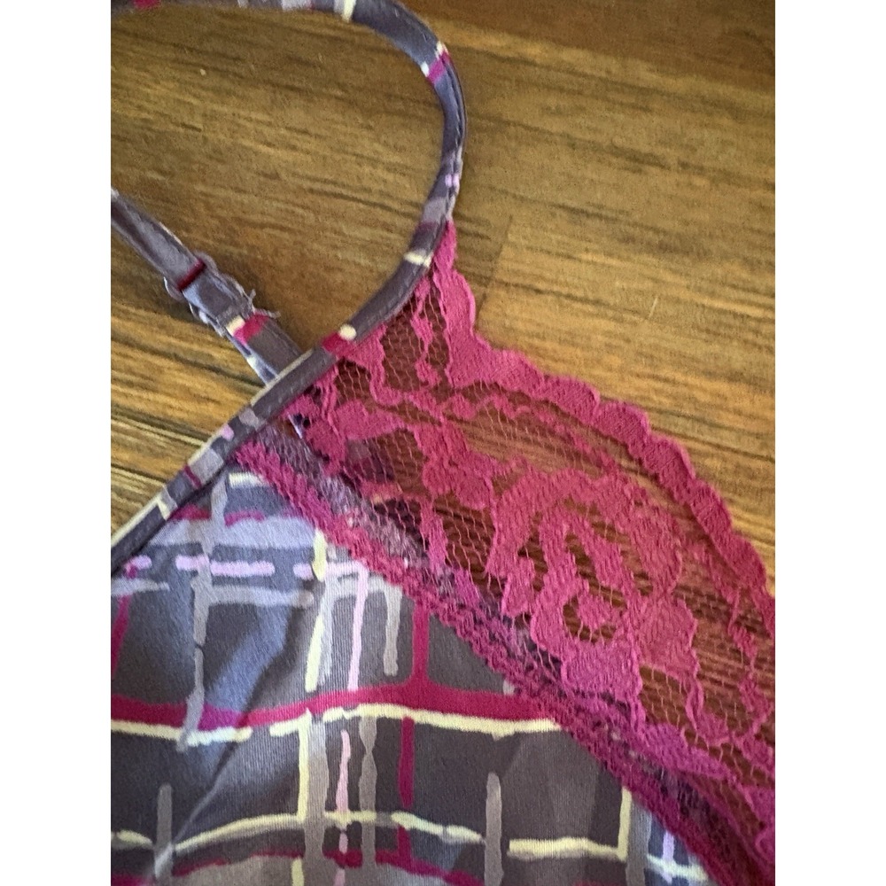 Victorias Secret  Angels Chemise Babydoll Nightgown Womens Size Large Plaid Lace - Picture 5 of 16